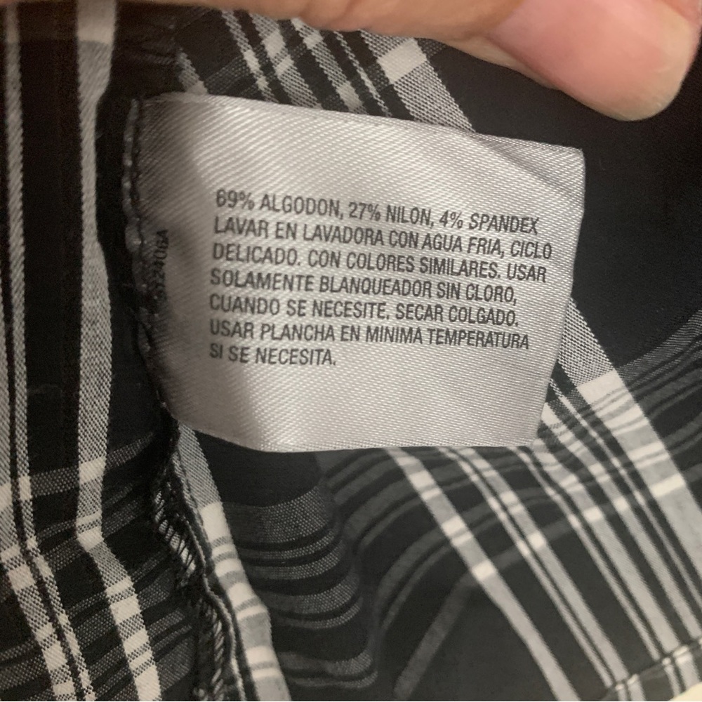 Worthington shirt/blouse black and white plaid - Picture 2 of 6